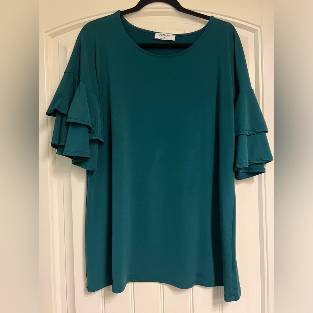 Zenana Blouse with Ruffle Sleeves